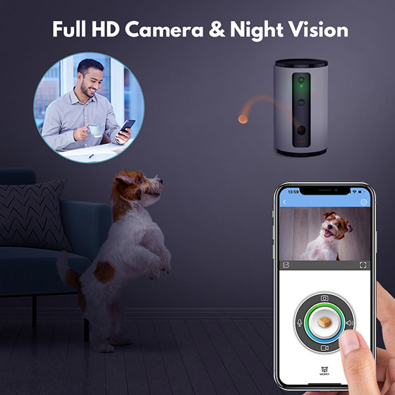 WOpet Dog Treat Camera Dispenser Dog Camera with Treat Interactive Toy丨Guardian