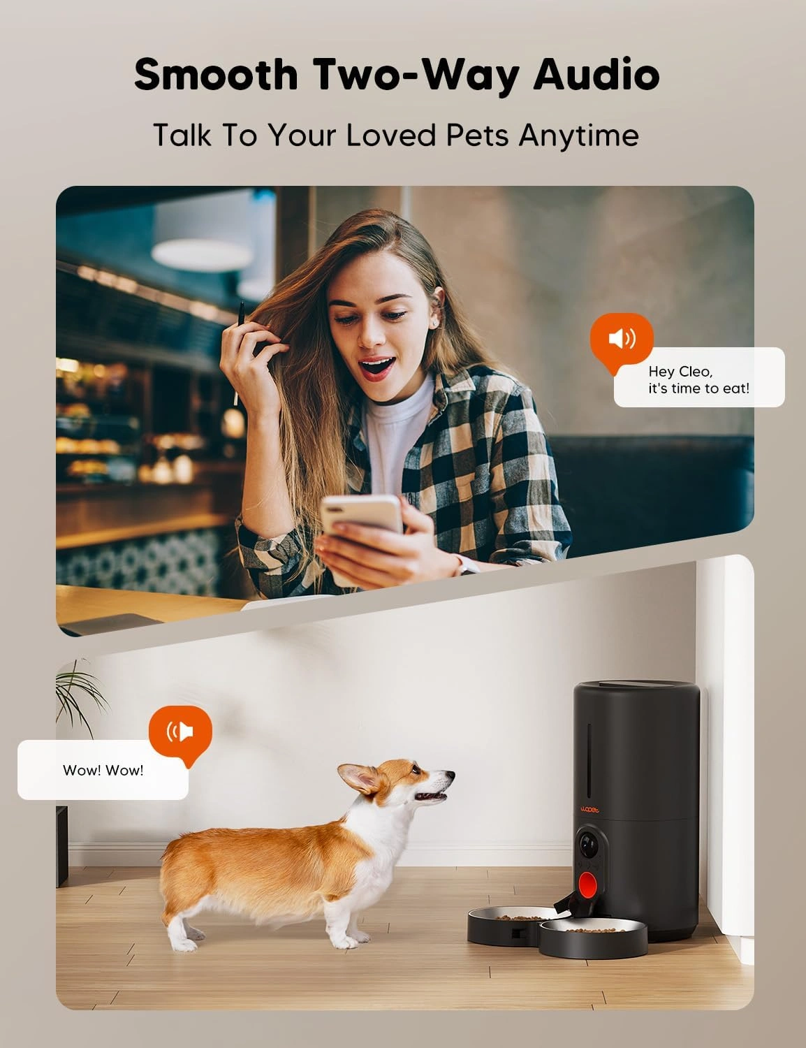 WOpet Heritage View Automatic Pet Feeder with Camera [Dual Bowls]