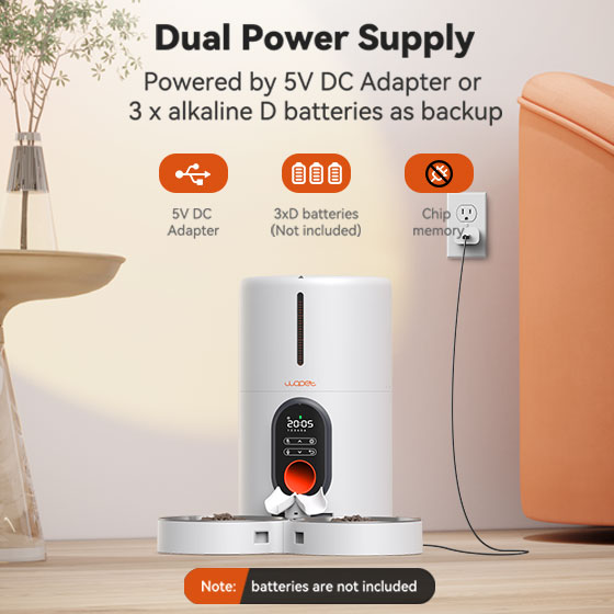 WOpet Barn Automatic Timed Feeder for Two Pets with Double Stainless Steel Bowls