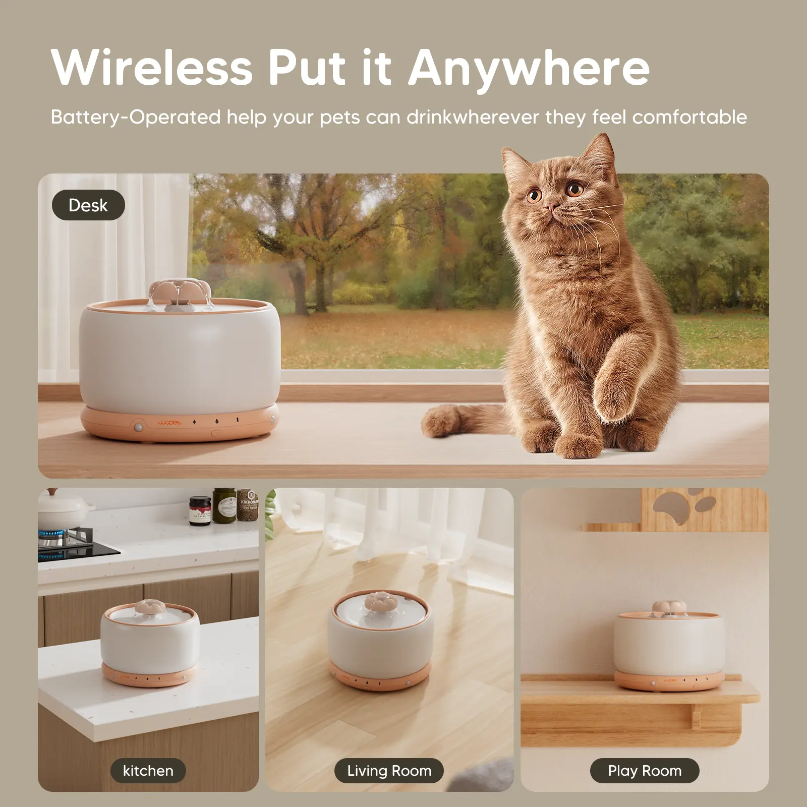 [New] WOpet Ceramic Wireless Pet Water Fountain For Dogs & Cats - W03